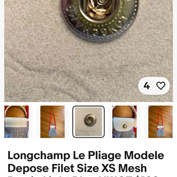 Longchamp Red and White Mesh Bag New! - Picture 8 of 8